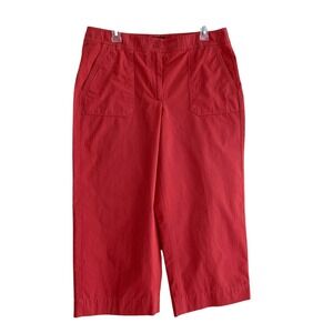 Talbots Women's Heritage Cotton Pockets Regular Straight Cropped Pants Red Sz 12